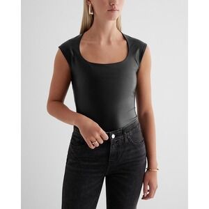 Express Black Vegan Leather‎ Sleeveless Bodysuit Capsule Piece Size Small NWT